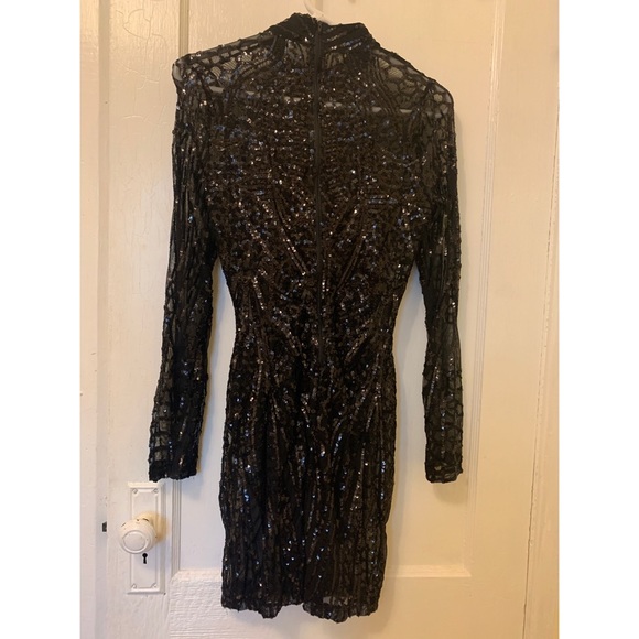 AKIRA BLACK SEE THROUGH SEQUIN DRESS - Picture 5 of 5